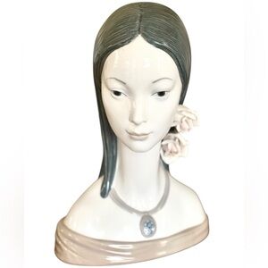 Lladro’s "La Maja" Bust Fugurine Woman with Cameo and Roses
